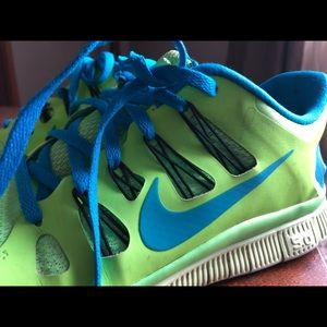 Nike Free 5.0 Neon Green and Blue